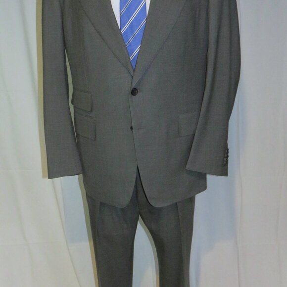 Tom Ford Gray Hopsack Current Silk Blend Peak Lapel Two Button Suit 44R - Picture 2 of 16